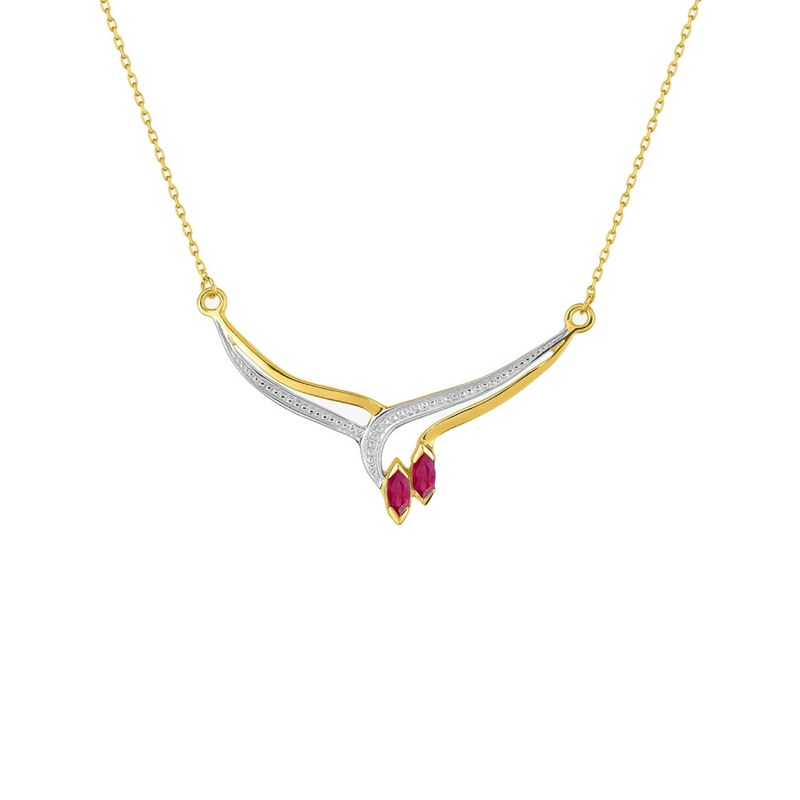 Collier Femme - rubis - Or 18 Carats - Longueur : 42 cm