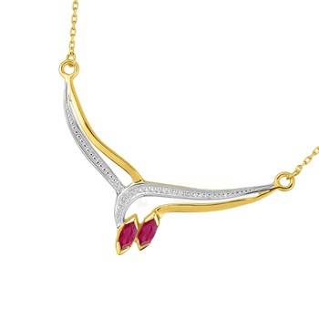 Woman's necklace - ruby - 18 carat gold - Length: 42 cm