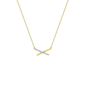 Women's necklace - Gold 18 Carats - Diamond 0,04 Carats - Length: 42 cm
