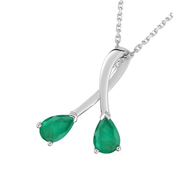 Woman's necklace - emerald - 18 carat gold - Length: 42 cm