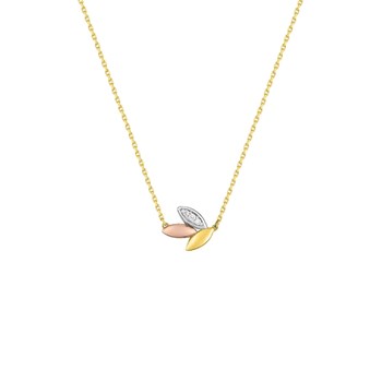Women's necklace - Gold 18 Carats - Diamond 0,02 Carats - Length: 42 cm