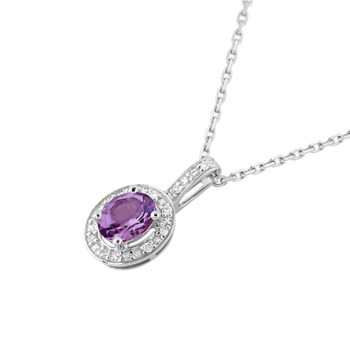 Women's necklace - amethyst - 18 carat gold - Length: 42 cm