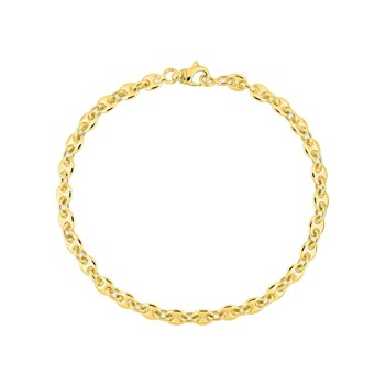 18 cm Mixed Bracelet - Coffee Bean - 18 Carat Gold - Width 4 mm