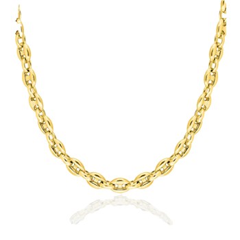 18 cm Mixed Bracelet - Coffee Bean - 18 Carat Gold - Width 4.5 mm