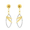 Boucles d'oreilles pendantes bicolores  femme - Or 9 Carats - vue V1