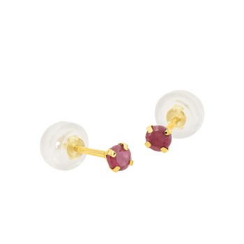 Boucles d'oreilles femme - rubis - Or 9 Carats - Diamètre : 3mm
