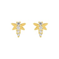 Boucles d'oreilles femme - Oxyde de zirconium - Or 9 Carats - Libellule