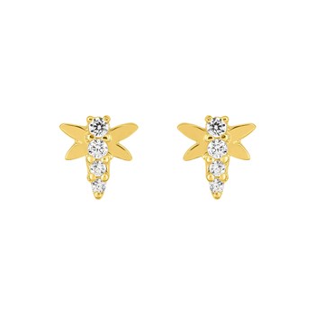 Boucles d'oreilles femme - Oxyde de zirconium - Or 9 Carats - Libellule