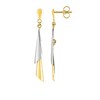 Boucles d'oreilles femme bicolores pendantes - Or 9 Carats - vue V1