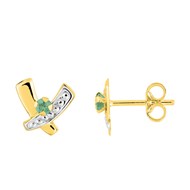 Boucles d'oreilles femme - émeraude - Or 9 Carats