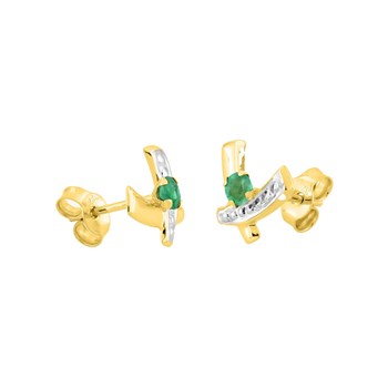 Boucles d'oreilles femme - émeraude - Or 9 Carats