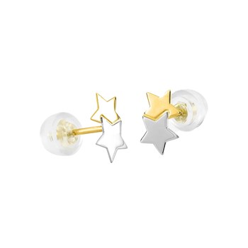 Boucles d'oreilles bicolores enfant - Or 9 Carats - Etoile