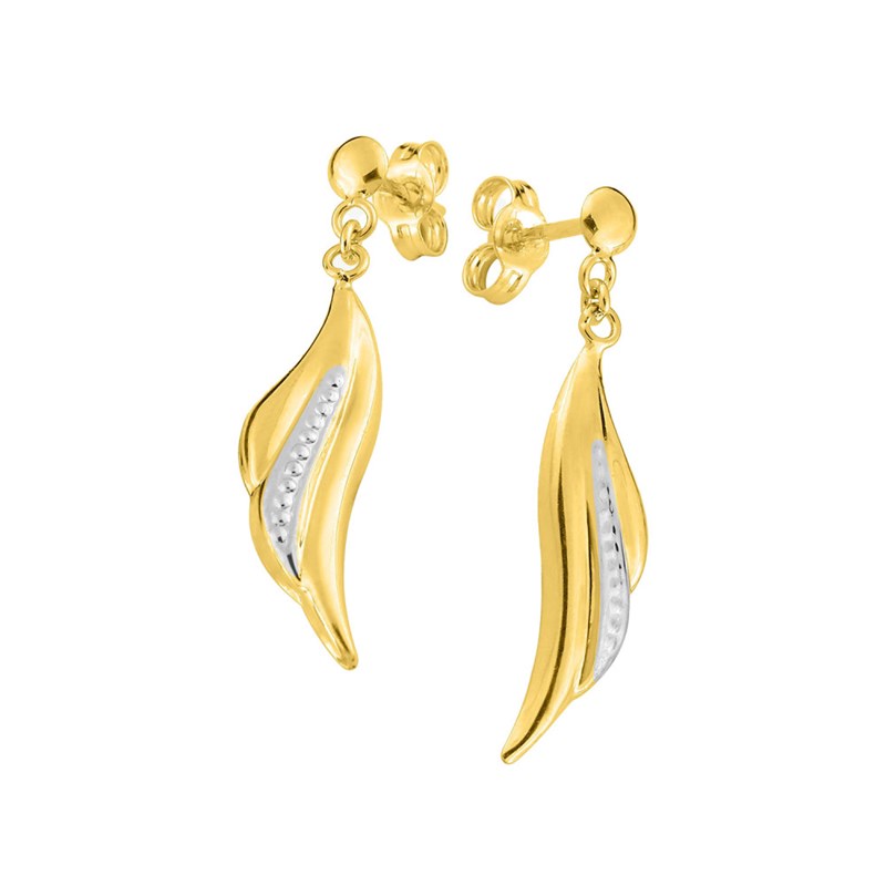 Boucles d'oreilles bicolores femme - Or 9 Carats - vue 2