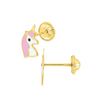Boucles d'oreilles enfant - Or 9 Carats - Licorne