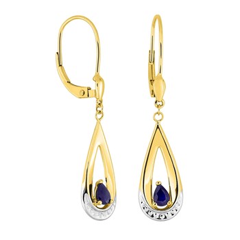 Boucles d'oreilles pendantes femme - Or 9 Carats - Saphir