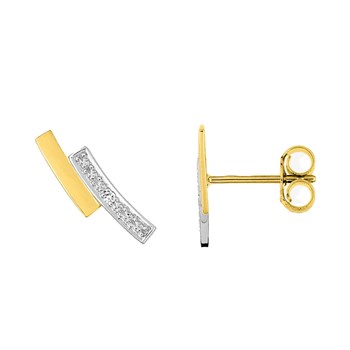 Tweekleurige oorbellen voor dames - 9 karaat goud
