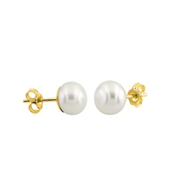 Damesoorbellen - parel - 9 karaat goud