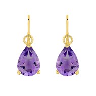 Boucles d'oreilles femme - améthyste - Or 9 Carats