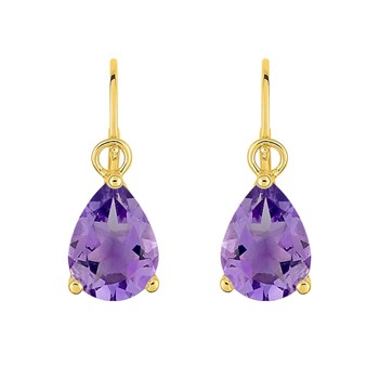 Damesoorbellen - amethist - 9 karaat goud