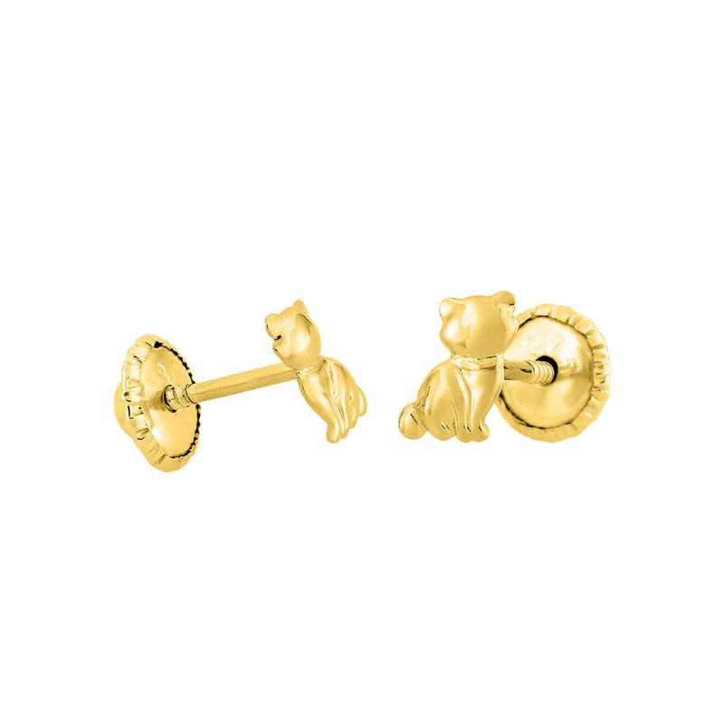 Boucles d'oreilles enfant - Or 9 Carats - Chat - vue 2