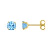 Boucles d'oreilles enfant - Clou - Or 9 Carats - Topaze Bleu - vue V1