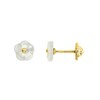 Boucles d'oreilles enfant - nacre - Or 9 Carats - Fleur - vue V1