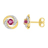 Boucles d'oreilles femme - rubis - Or 9 Carats