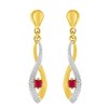Boucles d'oreilles bicolores pendantes femme - rubis - Or 9 Carats - vue V1