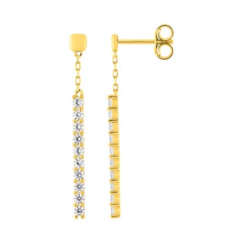 Women's dangling earrings - Zirconium oxide - 9 carat gold