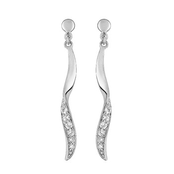 Women's dangling earrings - Zirconium oxide - 9 carat gold