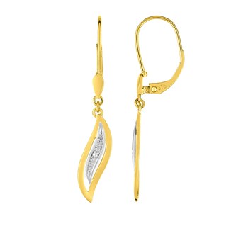 Women's two-tone pendant earrings - 9 carat gold - Diamond