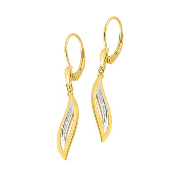 Women's two-tone pendant earrings - 9 carat gold - Diamond