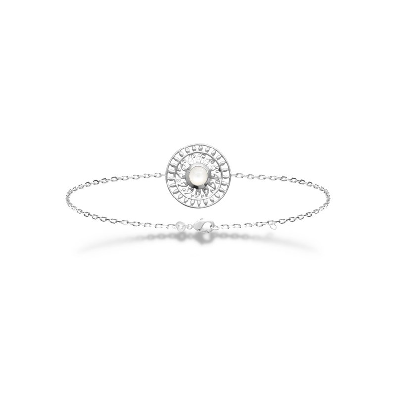 Bracelet Femme - Argent 925 - Pierre de lune - Longueur : 18 cm