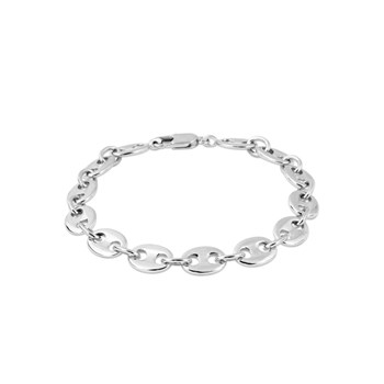 Gemengde armband - 925 zilver - Koffieboon ketting - Breedte: 6 mm - Lengte: 21 cm