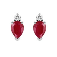 Boucles d'oreilles Femme - Or 18 Carats - Diamant et Rubis