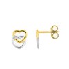 Boucles d'oreilles enfant bicolores - Or 18 Carats - Coeur - vue V1