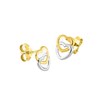 Boucles d'oreilles enfant bicolores - Or 18 Carats - Coeur - vue V2