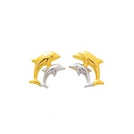 Boucles d'oreilles femme bicolores - Or 18 Carats - Dauphin