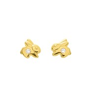 Boucles d'oreilles enfant - Oxyde de zirconium - Or 18 Carats - Lapin