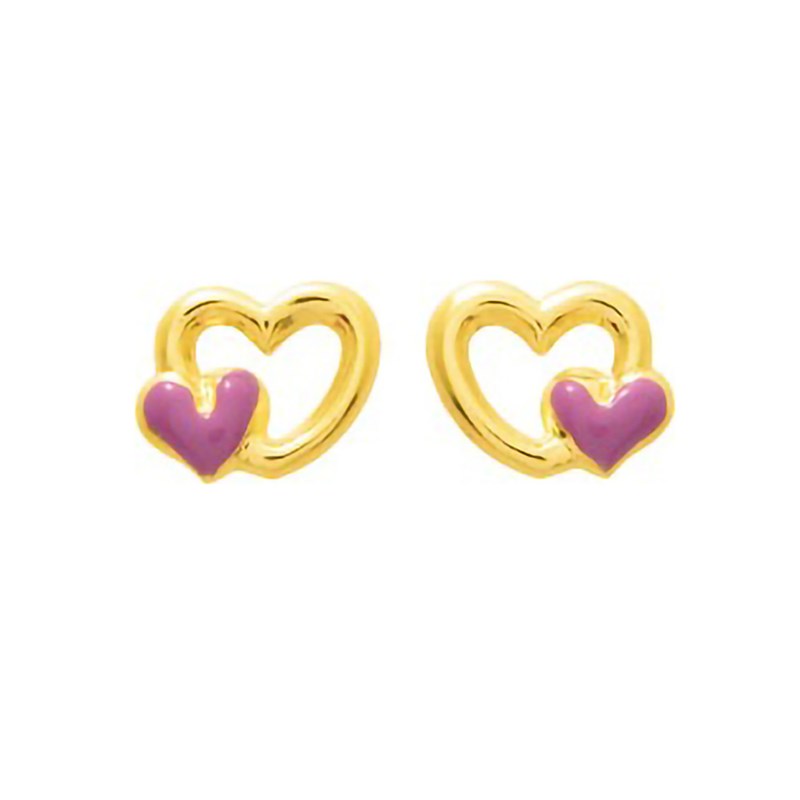 Boucles d'oreilles enfant - Or 18 Carats - Coeur