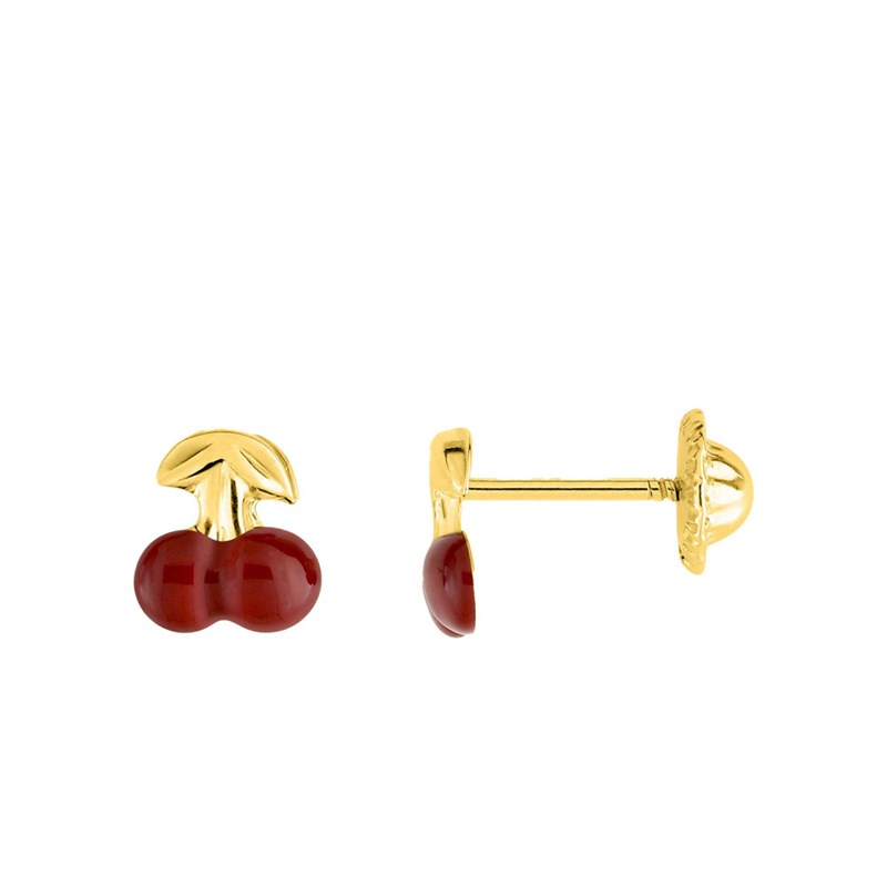 Boucles d'oreilles enfant - Or 18 Carats - Cerise