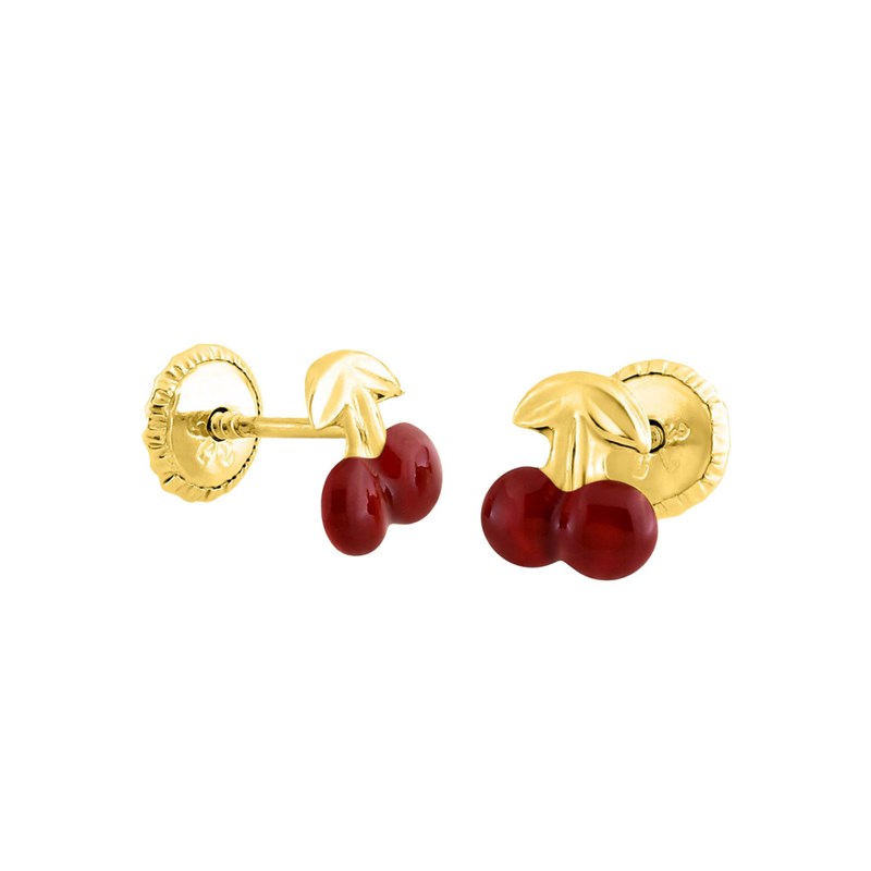 Boucles d'oreilles enfant - Or 18 Carats - Cerise - vue 2