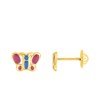 Boucles d'oreilles enfant - Puce - Or 18 Carats - Papillon - Longueur : 7mm - Hauteur : 5mm - vue V1