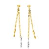 Boucles d'oreilles femme pendantes bicolores - Or 18 Carats - vue V1