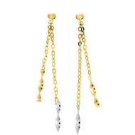 Boucles d'oreilles femme pendantes bicolores - Or 18 Carats