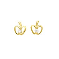 Boucles d'oreilles femme - Oxyde de zirconium - Or 18 Carats - Pomme