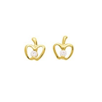 Boucles d'oreilles femme - Oxyde de zirconium - Or 18 Carats - Pomme