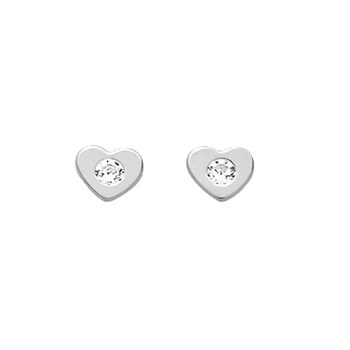 Boucles d'oreilles femme - Oxyde de zirconium - Or 18 Carats - Coeur