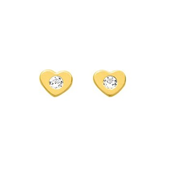 Boucles d'oreilles femme - Oxyde de zirconium - Or 18 Carats - Coeur