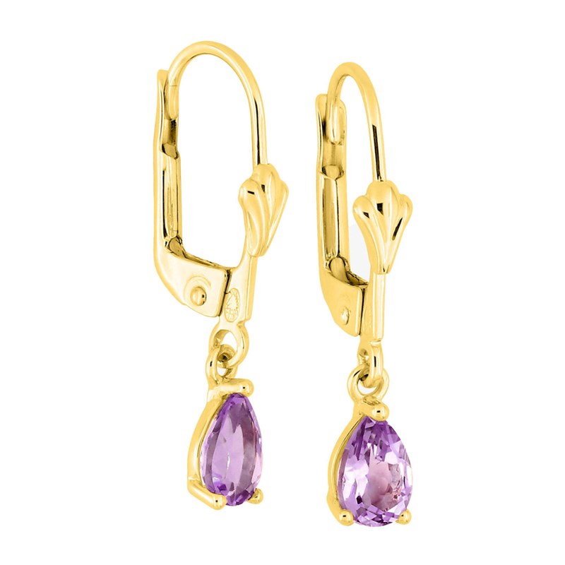 Boucles d'oreilles femme pendantes - améthyste - Or 18 Carats - vue 2